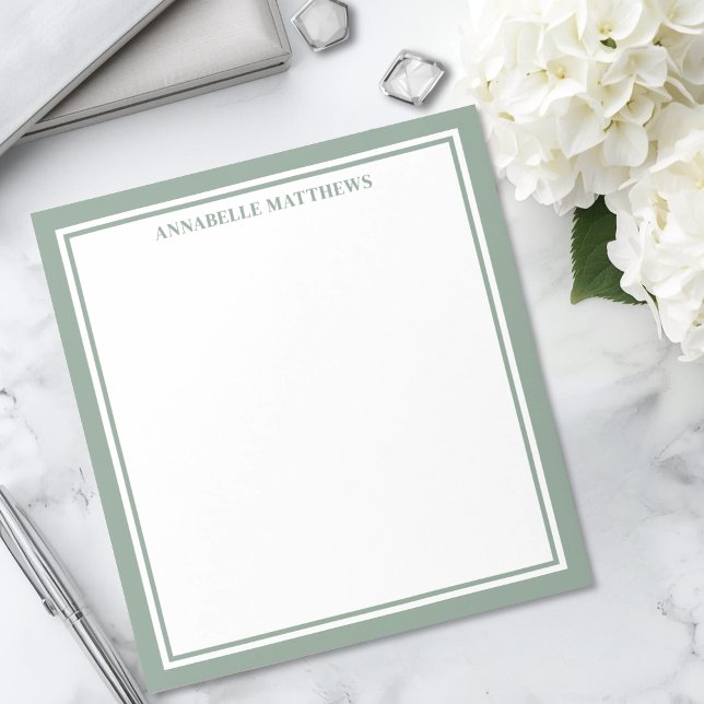 Sage Green Minimalist Monogram Notepad (Sage Green Minimalist Monogram Notepad )