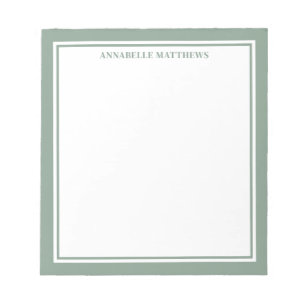 Sage Green Minimalist Monogram Notepad