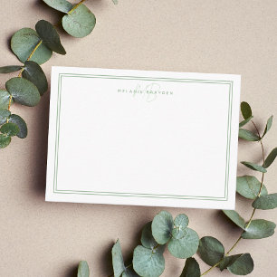 Sage Green Minimalist Monogram Two Border Card