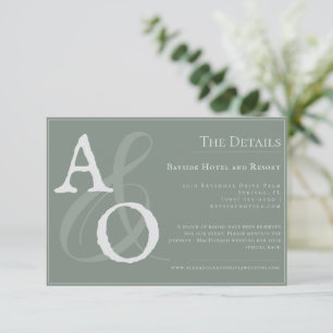 Sage Green Minimalist Monogram Wedding Enclosure Card