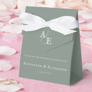 Sage Green Minimalist Monogram Wedding Favour Box