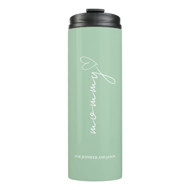 Sage Green Minimalist Personalised Gift for Mum Thermal Tumbler (Front)