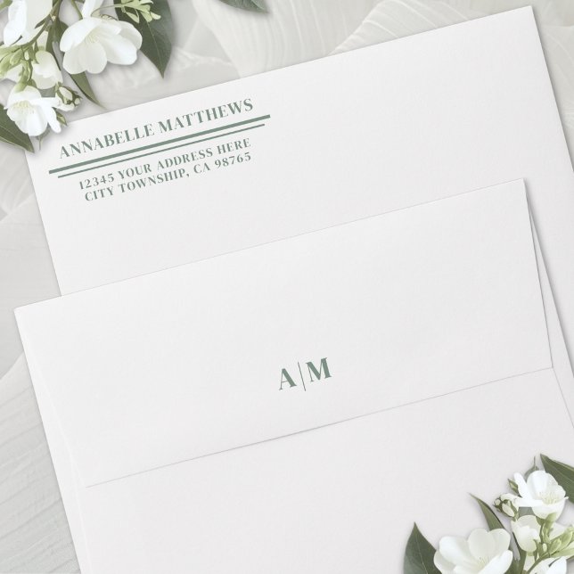 Sage Green Minimalist Return Address Envelope (Sage Green Minimalist Return Address Envelope)