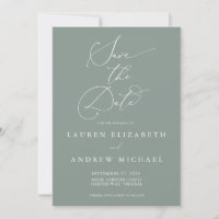 Sage Green Minimalist Save the Date Invitation