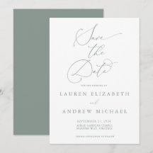 Sage Green Minimalist Save the Date Invitation