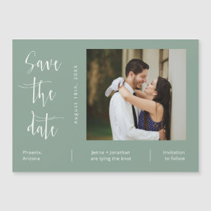 Sage Green Minimalist Save the Date Photo Magnet