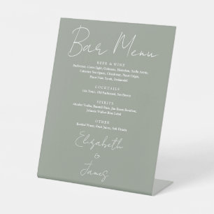 Sage Green Minimalist Script Bar Menu Pedestal Sign
