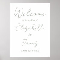Sage Green Minimalist Script Wedding Welcome Sign