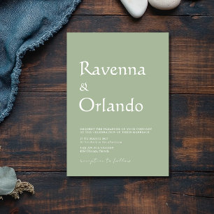 Sage Green Minimalist Simple Modern Wedding Invitation