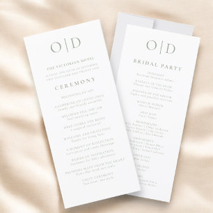 Sage Green Minimalist Typography Wedding Program