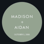 Sage Green Minimalist Wedding Favours  Classic Round Sticker<br><div class="desc">Sage Green Minimalist Wedding Favours Classic Round Sticker . These stickers are perfect to add to favours or any other part of your wedding.</div>