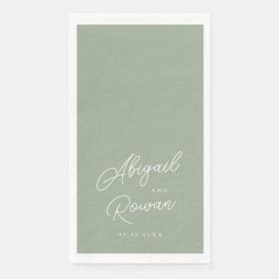 Sage Green Minimalist Wedding Guest Towels Napkin