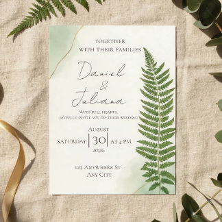 Sage Green Minimalist Wedding Invitation | Fern Le