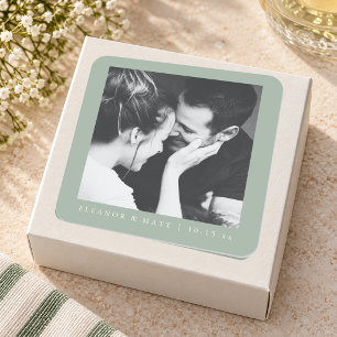Sage Green Minimalist Wedding Photo Favour Labels