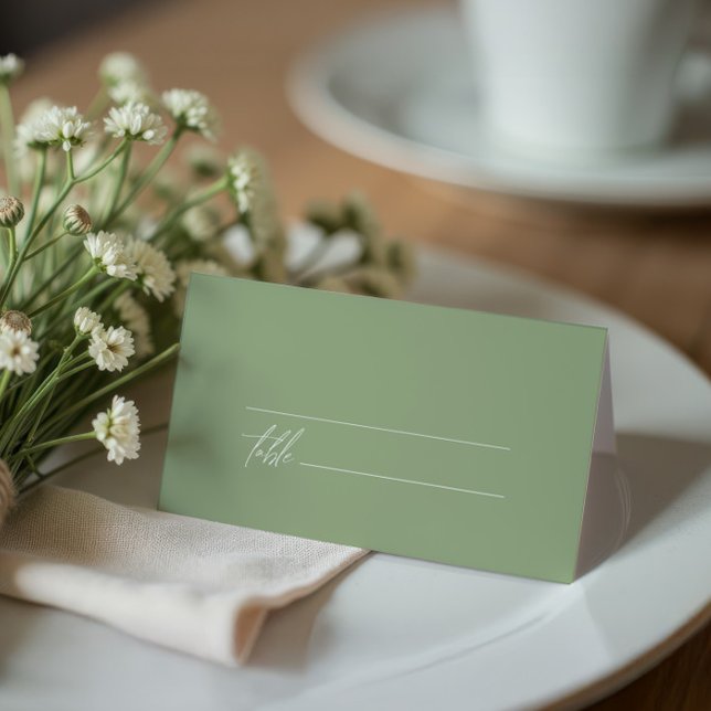 Sage Green Minimalist Wedding  Place Card (Creator Uploaded)