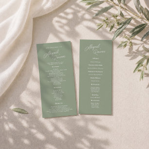 Sage Green Minimalist Wedding Program Card