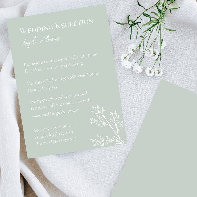 Sage Green, Minimalist Wedding Reception  Invitation (Creator Uploaded)