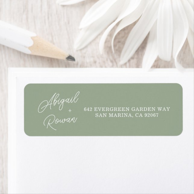 Sage Green Minimalist Wedding Return Address Label (Insitu)