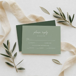 Sage Green Minimalist Wedding RSVP Card