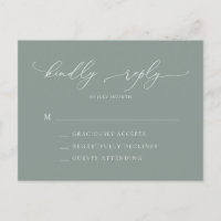 Sage Green Minimalist Wedding RSVP