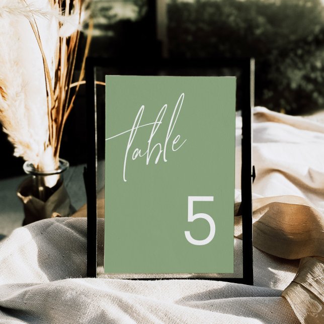 Sage Green Minimalist Wedding Table Number (Creator Uploaded)