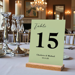 Sage Green Minimalist Wedding Table Number Acrylic Sign