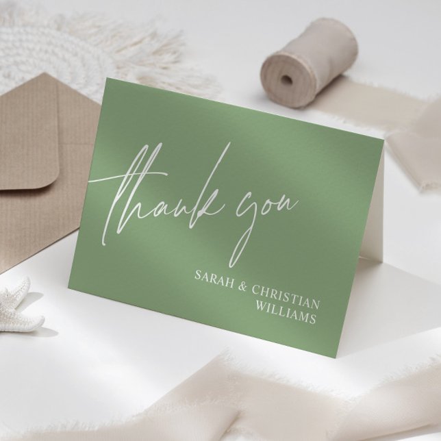 Sage Green Minimalist Wedding Thank You Card (Creator Uploaded)