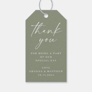 Sage Green Minimalist Wedding Thank You   Elegant Gift Tags