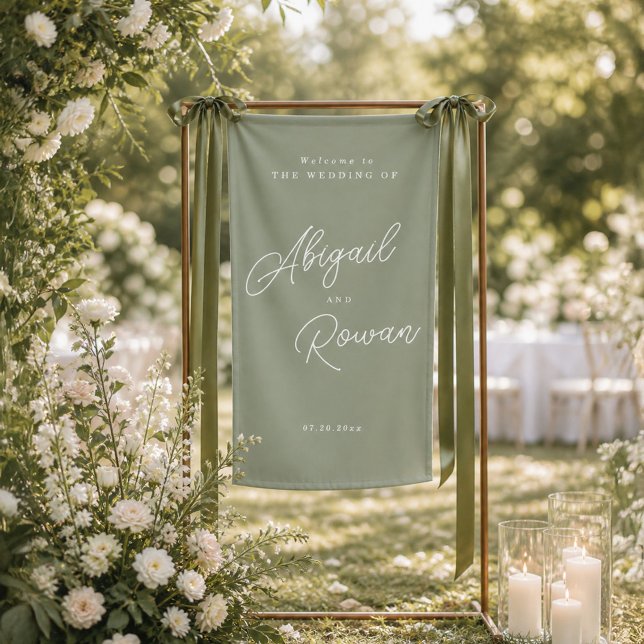 Sage Green Minimalist Wedding Welcome Banner (Creator Uploaded)