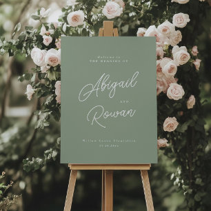 Sage Green Minimalist Wedding Welcome Sign