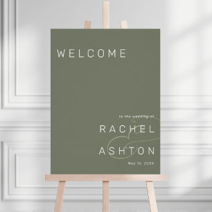 Sage Green Minimalist Wedding Welcome Sign