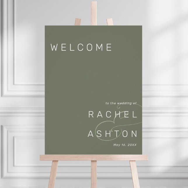 Sage Green Minimalist Wedding Welcome Sign (Creator Uploaded)