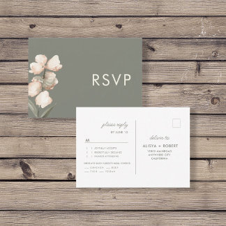 Sage Green Minimalistic RSVP Wedding Response Card