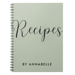 Sage Green Minimalistic Simple Recipe Book
