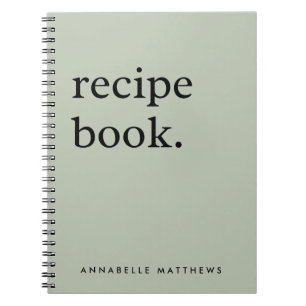 Sage Green Minimalistic Simple Recipe Book