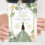 Sage Green Mis Quince 15 Anos Gold Crown Butterfly Invitation<br><div class="desc">Quinceañera Sage Green Gold Crown Invitation
Mis Quince 15 Anos,  16th Birthday Butterfly.</div>