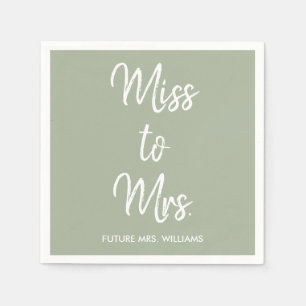 Sage Green Miss to Mrs Bridal Shower Bach Party Napkin