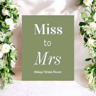 Sage Green Miss to Mrs Bridal Shower Poster