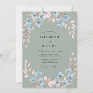 Sage Green Misty Meadow Wedding Invitation
