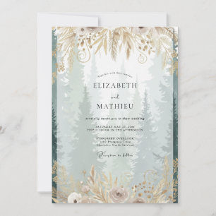 Sage Green Misty Woodland Wedding Invitation