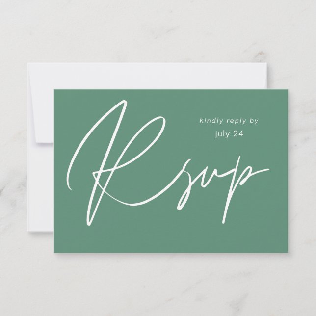Sage Green MOD Calligraphy w Meal RSVP Card (Front)