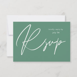Sage Green MOD Calligraphy w Meal RSVP Card