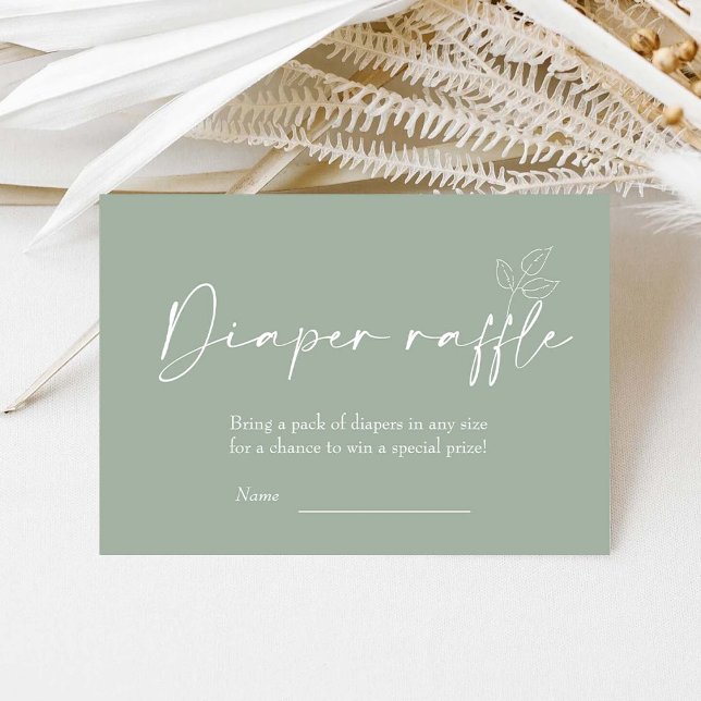 Sage Green Modern Baby Shower Diaper Raffle Enclosure Card (Creator Uploaded)