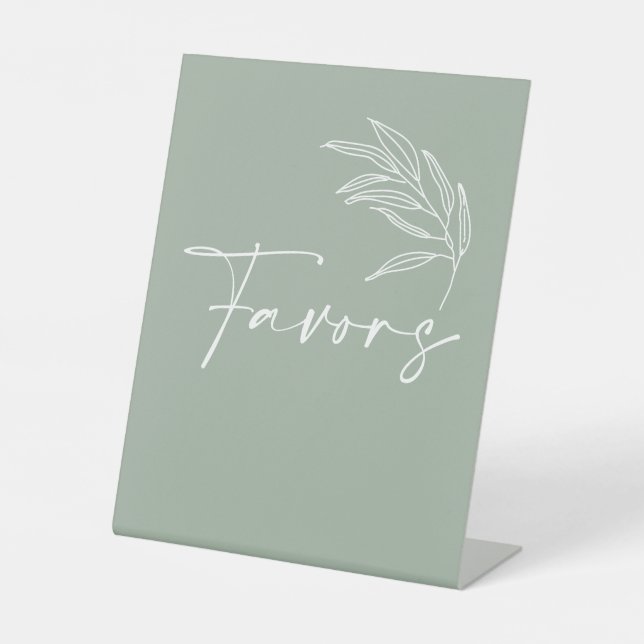 Sage Green Modern Baby Shower Favours Pedestal Sign (Front)