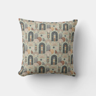 Sage Green Modern Boho Arches Throw Pillow