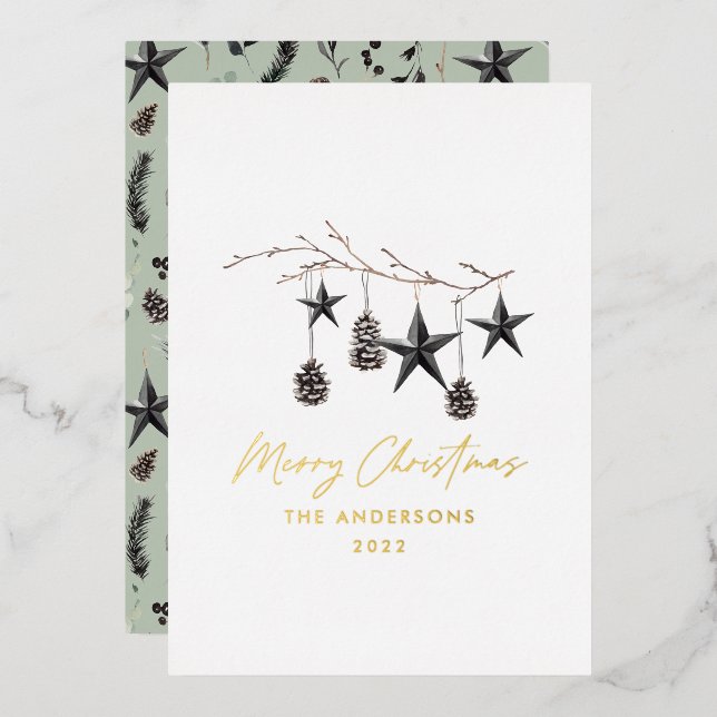 Sage green modern botanical scandi Christmas (Front/Back)
