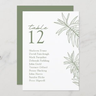 Sage Green Modern Botanical Table Seating Card
