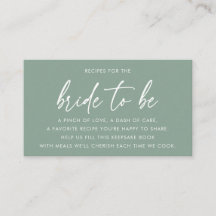 Sage Green Modern Bridal Shower Recipe Request
