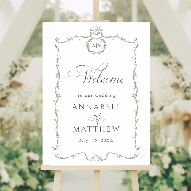 Sage Green Modern Classic French Wedding Welcome Poster (Creator Uploaded)