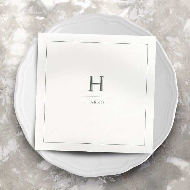 Sage Green Modern Classy Luxe Family Monogram Napkin (Sage Green Modern Classy Luxe Family Monogram Napkins)